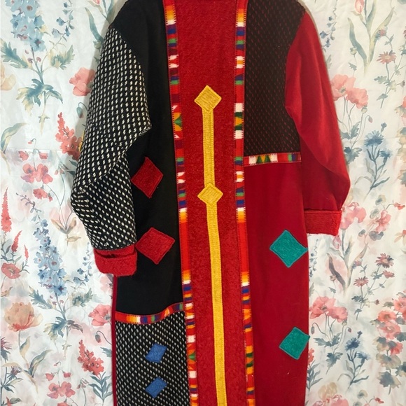 Vintage Coloratura Colorful Patchwork Long Coat - Picture 6 of 12